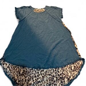 Green Dress with Leopard Print Accents